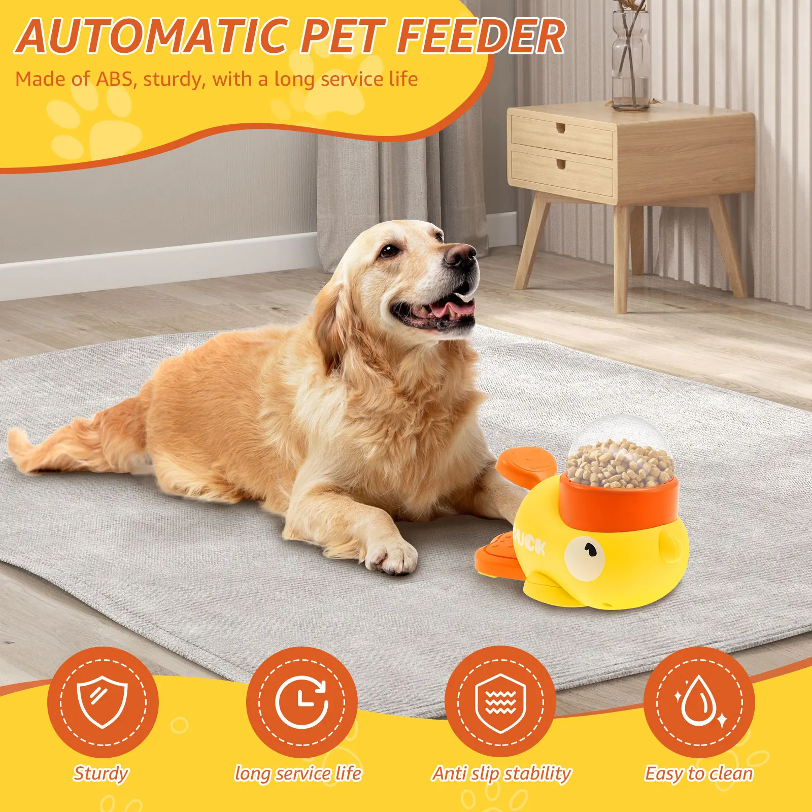 Yellow Duck-Shaped Pet Feeder for Small Animals 2 Yellow Duck-Shaped Pet Feeder for Small Animals - Image 2