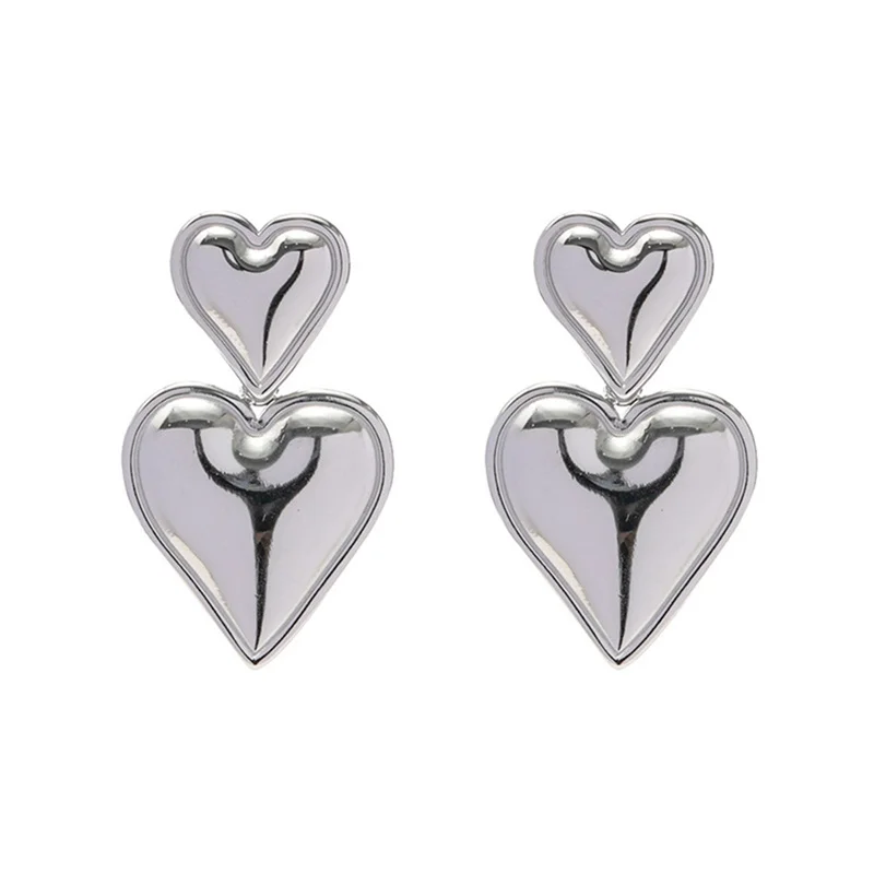 Vintage Stainless Steel Double Heart Earrings 6 Vintage Stainless Steel Double Heart Earrings - Image 6