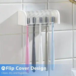 Wall-Mounted 5-Slot Toothbrush Holder in White 16 S67a8b77d368d4e75a3744393c006dbef7