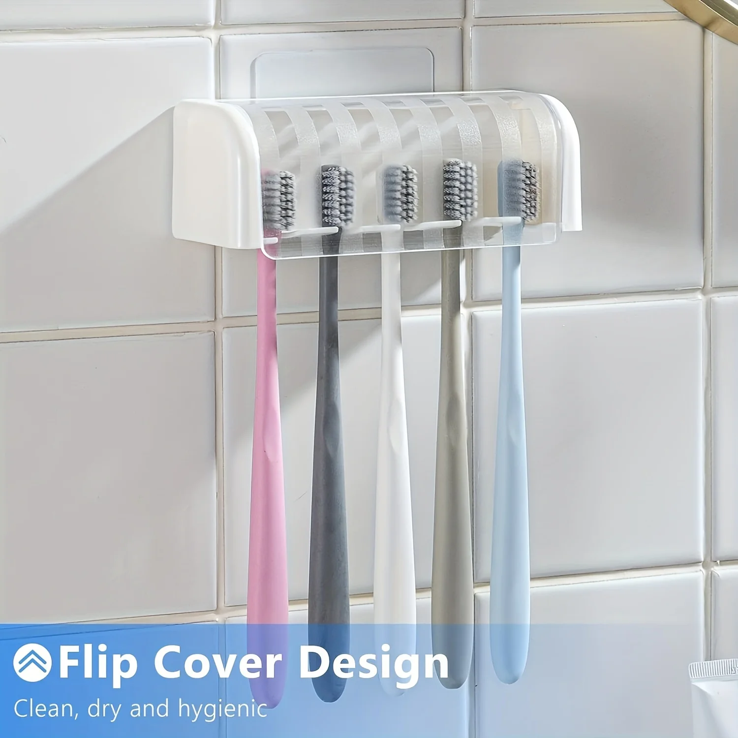 Wall-Mounted 5-Slot Toothbrush Holder in White 8 Wall-Mounted 5-Slot Toothbrush Holder in White - Image 8