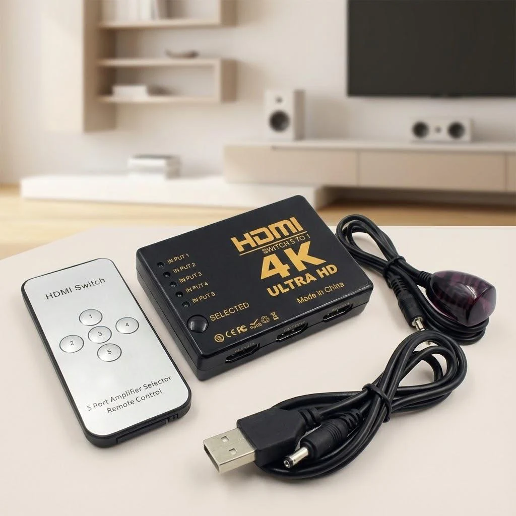 Black 5-Port HDMI Switcher with 4K Support 7 Black 5-Port HDMI Switcher with 4K Support - Image 7