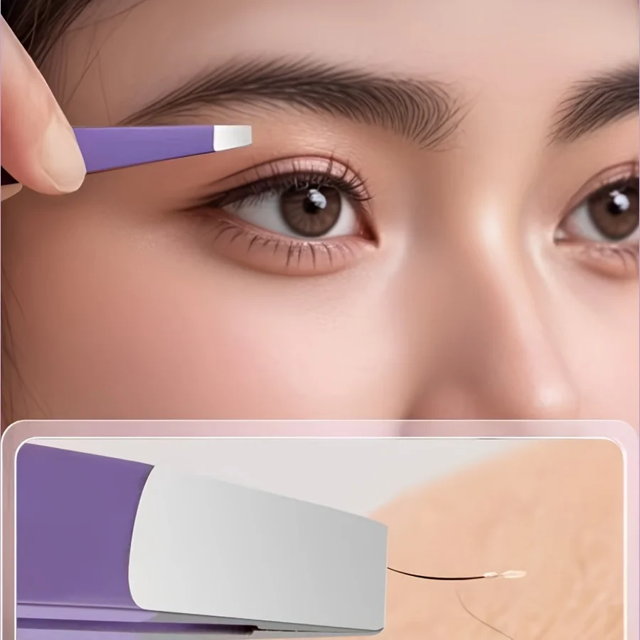 Purple Stainless Steel Eyelash Tweezers Set 4 Purple Stainless Steel Eyelash Tweezers Set - Image 4