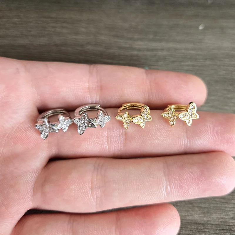 Stainless Steel Butterfly Hoop Earrings Set 4 Stainless Steel Butterfly Hoop Earrings Set - Image 4