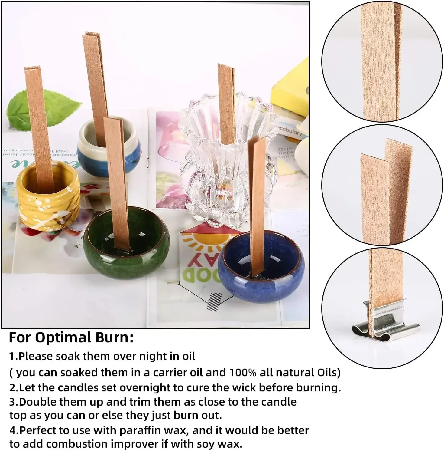 Handmade Soy Wax Candle Wooden Wick Set 3 Handmade Soy Wax Candle Wooden Wick Set - Image 3