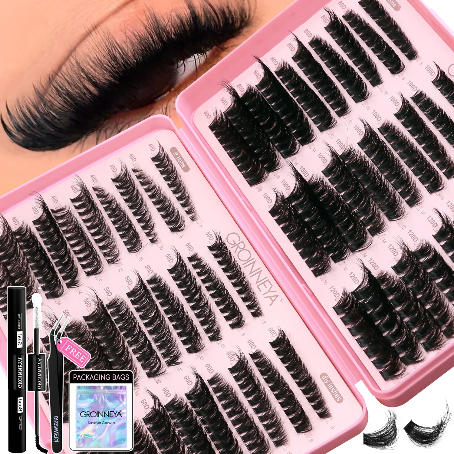 GROINNEYA Lash Clusters Kit for Glam 1 GROINNEYA Lash Clusters Kit for Glam