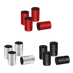 Volkswagen Aluminum Valve Cap Set in Red, Black & Silver 17 S6ae0627f015a4a919e69c29cb2b775dew