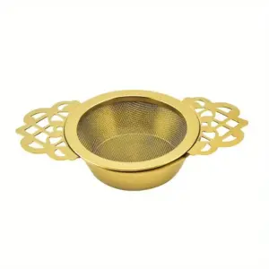 Gold Stainless Steel Tea Infuser with Double Ear Handle 13 S6aecb36433a8450b8d42c68b4fce82feQ