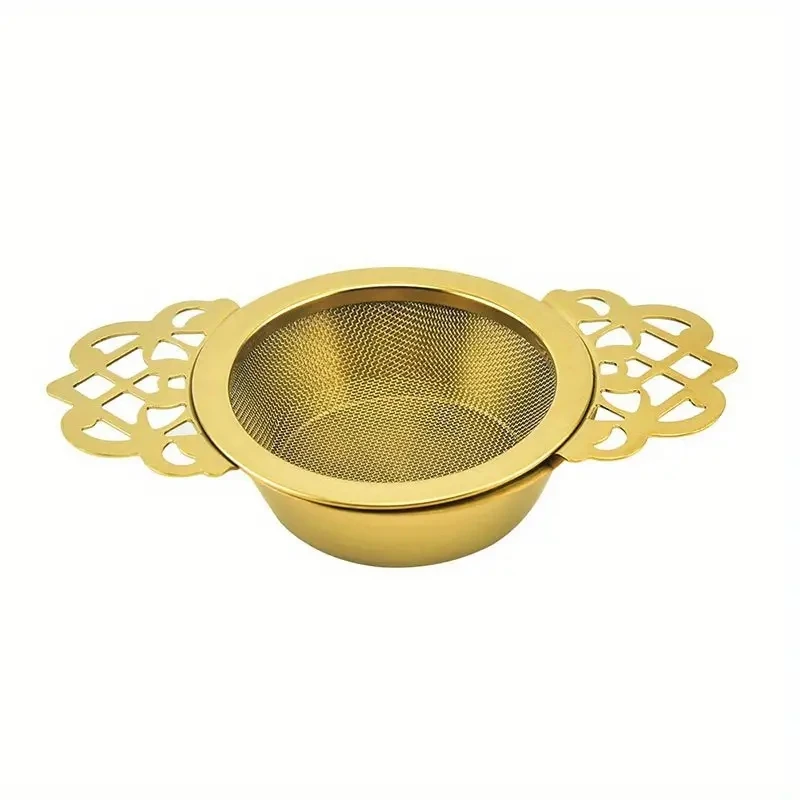 Gold Stainless Steel Tea Infuser with Double Ear Handle 7 Gold Stainless Steel Tea Infuser with Double Ear Handle - Image 7