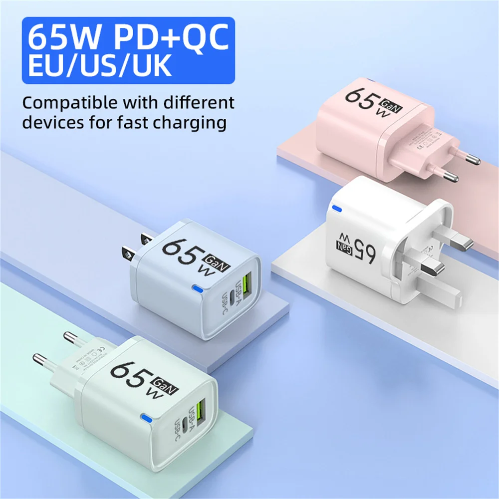65W GaN USB Type-C Fast Charger with Dual Ports 2 65W GaN USB Type-C Fast Charger with Dual Ports - Image 2