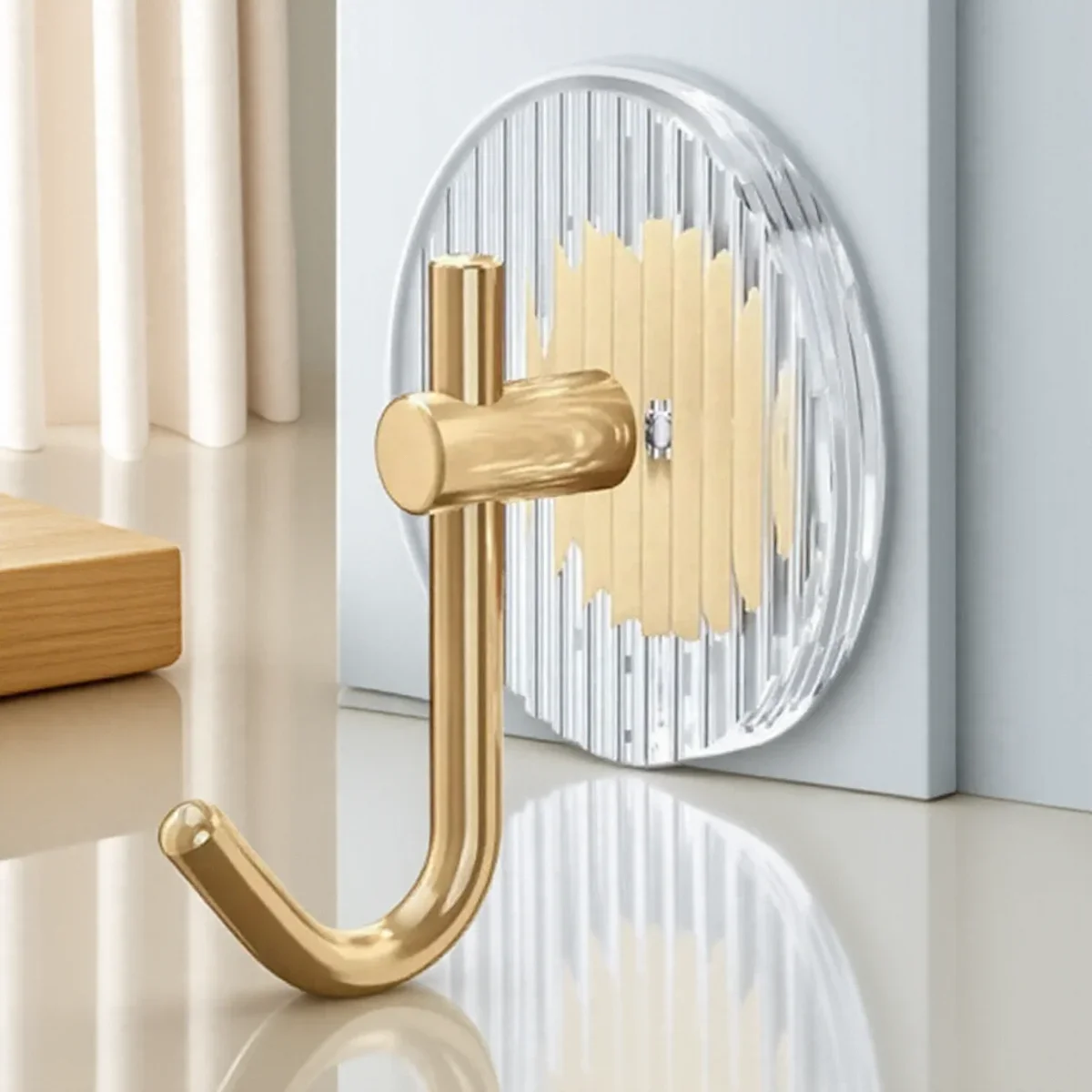 Self-Adhesive Acrylic Wall Hook in Gold & Silver 2 Self-Adhesive Acrylic Wall Hook in Gold & Silver - Image 2
