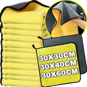 Bright Yellow Microfiber Cleaning Towels Set
