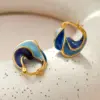 Blue Enamel Hoop Earrings by HYFAD