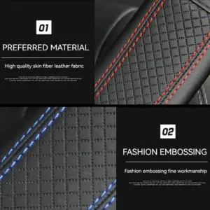 Stylish PU Leather Car Seat Belt Cover with Red Stitching 11 S6e62e79958dc473b940d47b1b5ce1fcfu