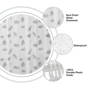 Modern Leaf Pattern Shower Curtain 71x71" 8 S6ef09ce6591f41e6a92545fc24848818w