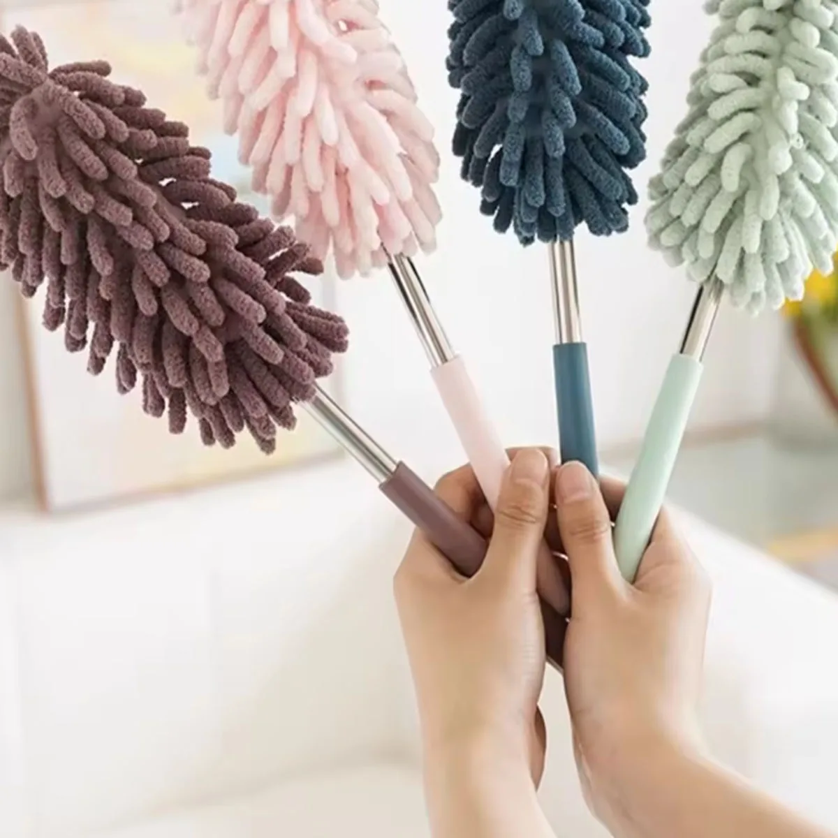 Retractable Microfiber Chenille Dust Brush for Home 1 Retractable Microfiber Chenille Dust Brush for Home