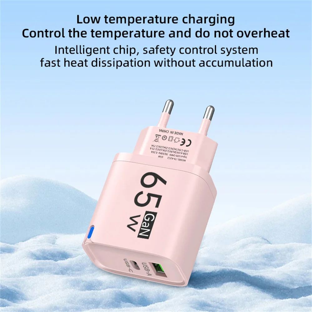 Pink 65W GaN Phone Charger with Dual Ports 5 Pink 65W GaN Phone Charger with Dual Ports - Image 5