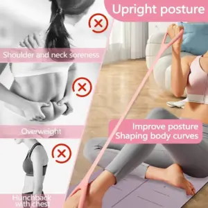 Pink Yoga Resistance Band with Ergonomic Handles 11 S73998db9e0424259bea6c1e8b849b2f32