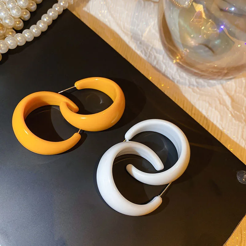 Bold Acrylic Boho Hoop Earrings 37x26mm 4 Bold Acrylic Boho Hoop Earrings 37x26mm - Image 4