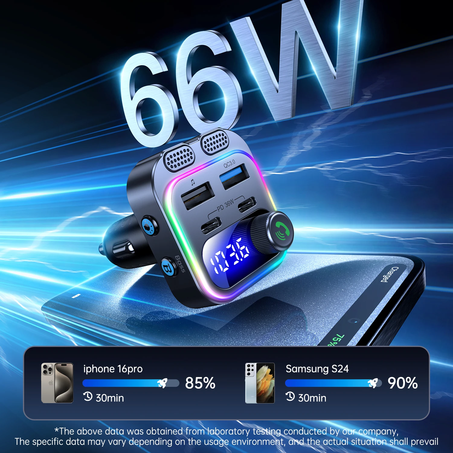 Korseed T37 66W Fast Car Charger with Bluetooth 2 Korseed T37 66W Fast Car Charger with Bluetooth - Image 2