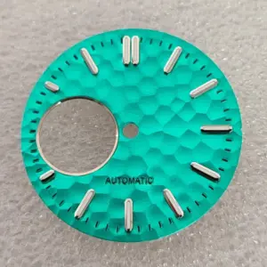 NH38 28.5mm Hammered Texture Watch Dial in Green 15 S74da9e935da1454f970a240efa211ebe3