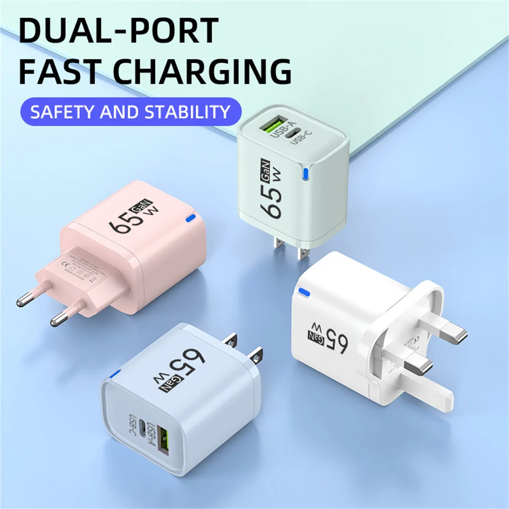 65W GaN USB Type-C Fast Charger with Dual Ports 3 65W GaN USB Type-C Fast Charger with Dual Ports - Image 3