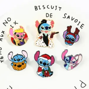 Disney Stitch & Angel Enamel Brooch Set 12 S76041d6383104264aaa79f396709e3f1m