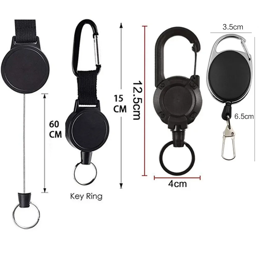 Black Retractable Keychain with Alloy Frame 6 Black Retractable Keychain with Alloy Frame - Image 6