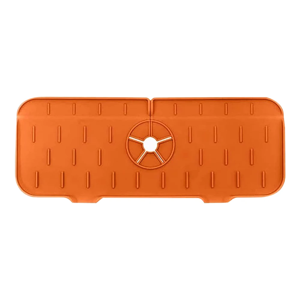 Silicone Faucet Splash Guard Mat in Black & Orange 2 Silicone Faucet Splash Guard Mat in Black & Orange - Image 2