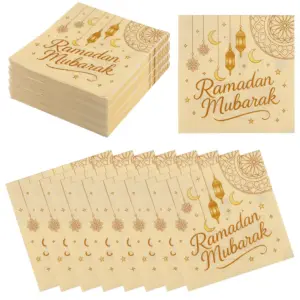 Ramadan Mubarak Gold-Print Disposable Paper Napkins 9 S772519142a1842788d5b2cfeffe698a05