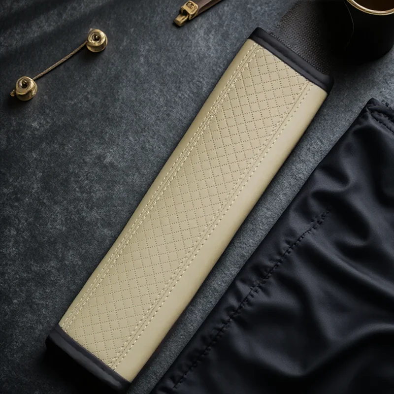 Stylish PU Leather Car Seat Belt Cover with Red Stitching 8 Stylish PU Leather Car Seat Belt Cover with Red Stitching - Image 8