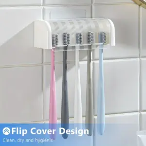 Wall-Mounted 5-Slot Toothbrush Holder in White 10 S7a18e2852fd646e3889084b563f7404bo