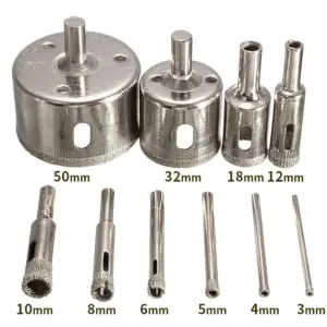 Diamond-Coated Hole Saw Drill Bit Set (10 Sizes) 13 S7ac2661f70d248a1925c2b779e7e812cO