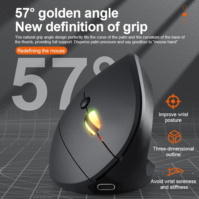 Ergonomic Vertical Wireless Mouse 1600 DPI 4 Ergonomic Vertical Wireless Mouse 1600 DPI - Image 4