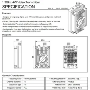 Switchable 1.3G 4W VTX for RC Drones 8 S7cdc581522a94857aefd68833f8418a9j