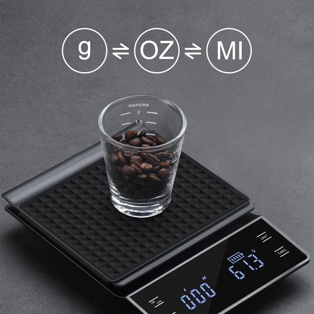 Black Digital Coffee Scale with Timer 5 Black Digital Coffee Scale with Timer - Image 5