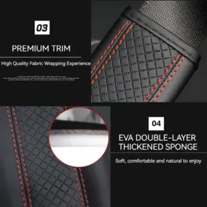 Stylish PU Leather Car Seat Belt Cover with Red Stitching 12 S7d31c556327c4ff3b0e678d19f9904f5G
