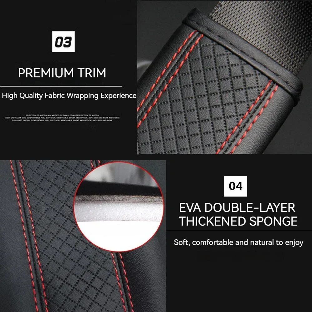 Stylish PU Leather Car Seat Belt Cover with Red Stitching 3 Stylish PU Leather Car Seat Belt Cover with Red Stitching - Image 3