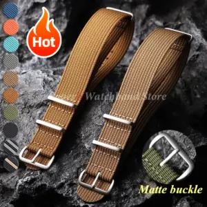 Military Style Ribbed Nylon Watch Strap for 18-22mm