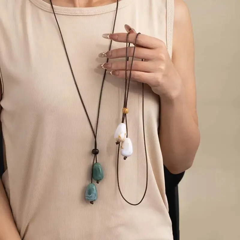 Vintage Organic Pendant Necklace with Geometric Charm 2 Vintage Organic Pendant Necklace with Geometric Charm - Image 2