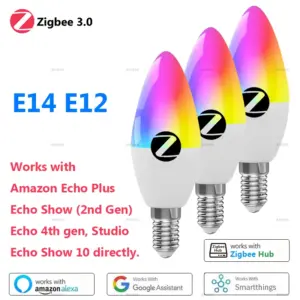 Zigbee Smart Candle Bulb E12/E14 9W RGB White