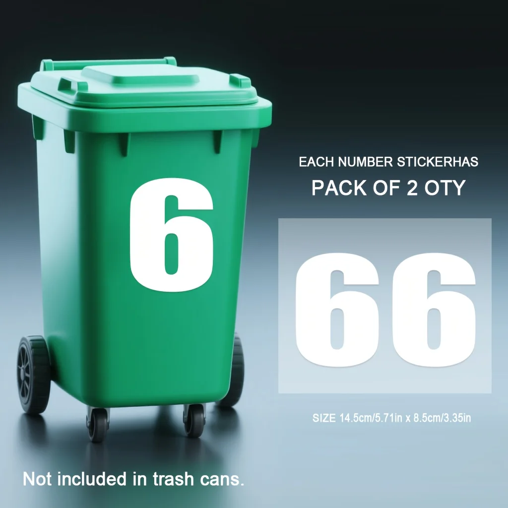 Colorful Waterproof PVC Trash Can Number Stickers 8 Colorful Waterproof PVC Trash Can Number Stickers - Image 8