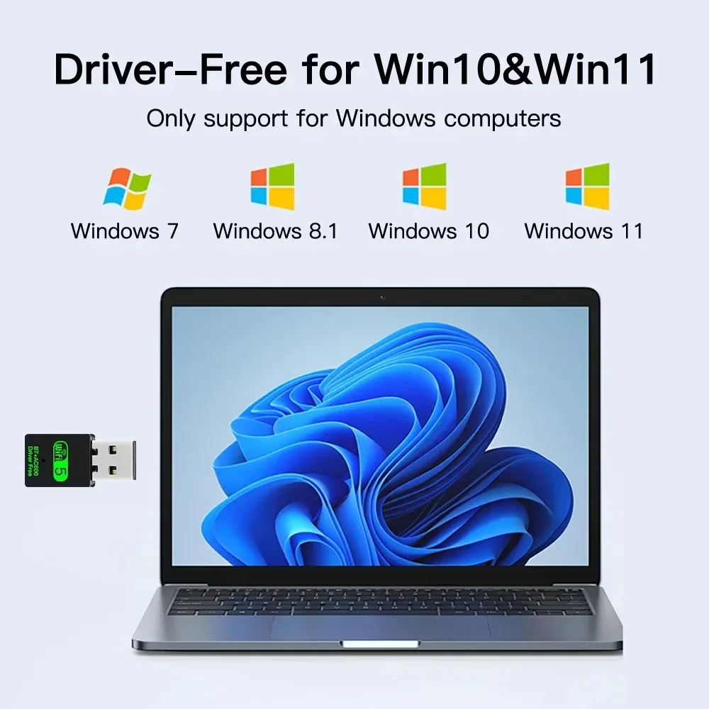 Dual-Band USB Wireless & Bluetooth Adapter 600Mbps 6 Dual-Band USB Wireless & Bluetooth Adapter 600Mbps - Image 6