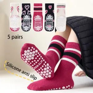 Girls' Heart-Patterned Sock Set (5 Pairs)