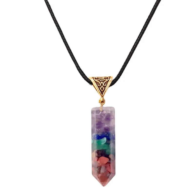 Vibrant Natural Stone Geometric Necklace 5 Vibrant Natural Stone Geometric Necklace - Image 5