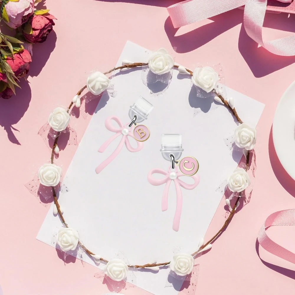 Pink Bow Typc-C Dust Plug with Personalized Letter 5 Pink Bow Typc-C Dust Plug with Personalized Letter - Image 5