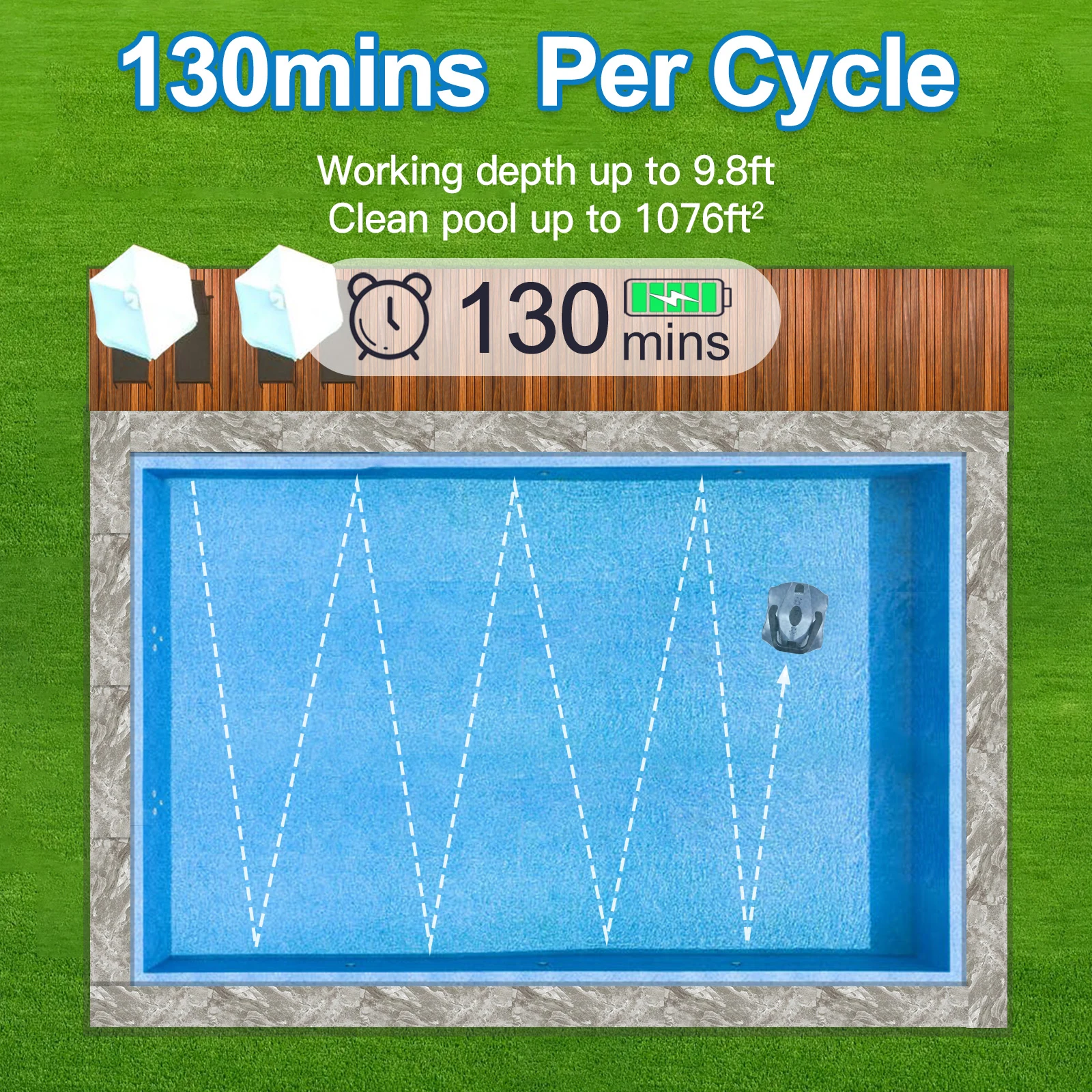 Cordless Robotic Pool Cleaner 5200mAh, IPX8 Waterproof 6 Cordless Robotic Pool Cleaner 5200mAh, IPX8 Waterproof - Image 6