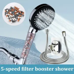 Modern Black & Silver Adjustable Shower Head