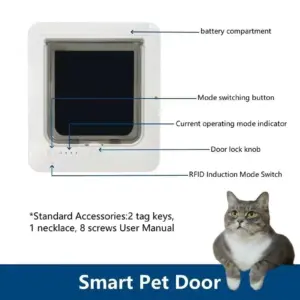 White Smart Cat Door with Sensing Tech 11 S80d24dc7cf634dda9954699129c650b4D
