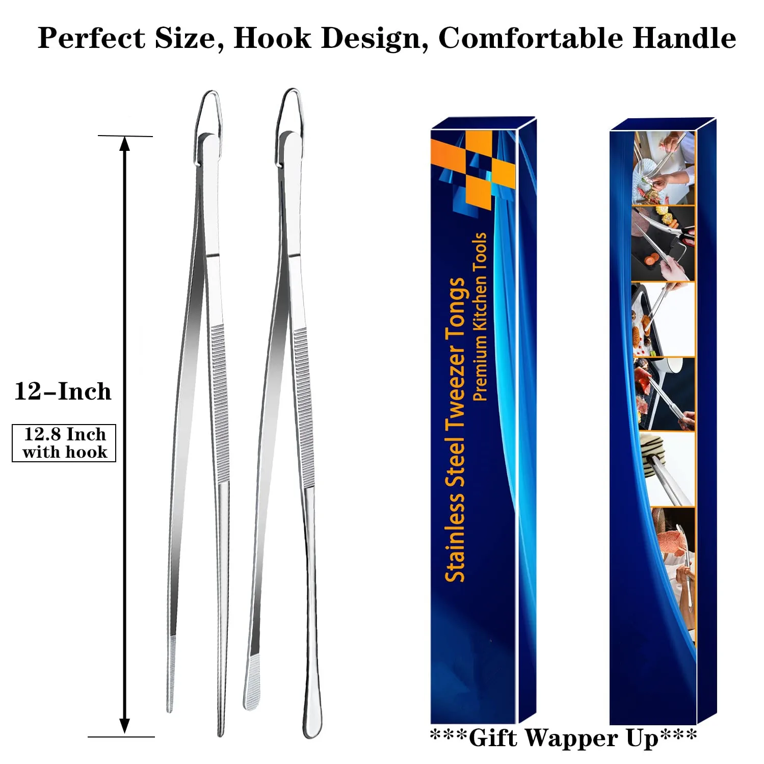Stainless Steel Kitchen Tweezers 12-Inch 6 Stainless Steel Kitchen Tweezers 12-Inch - Image 6
