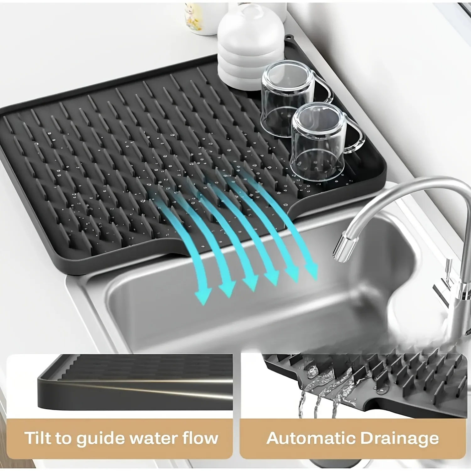 Silicone Drain Mat for Kitchen Counters 1 Silicone Drain Mat for Kitchen Counters